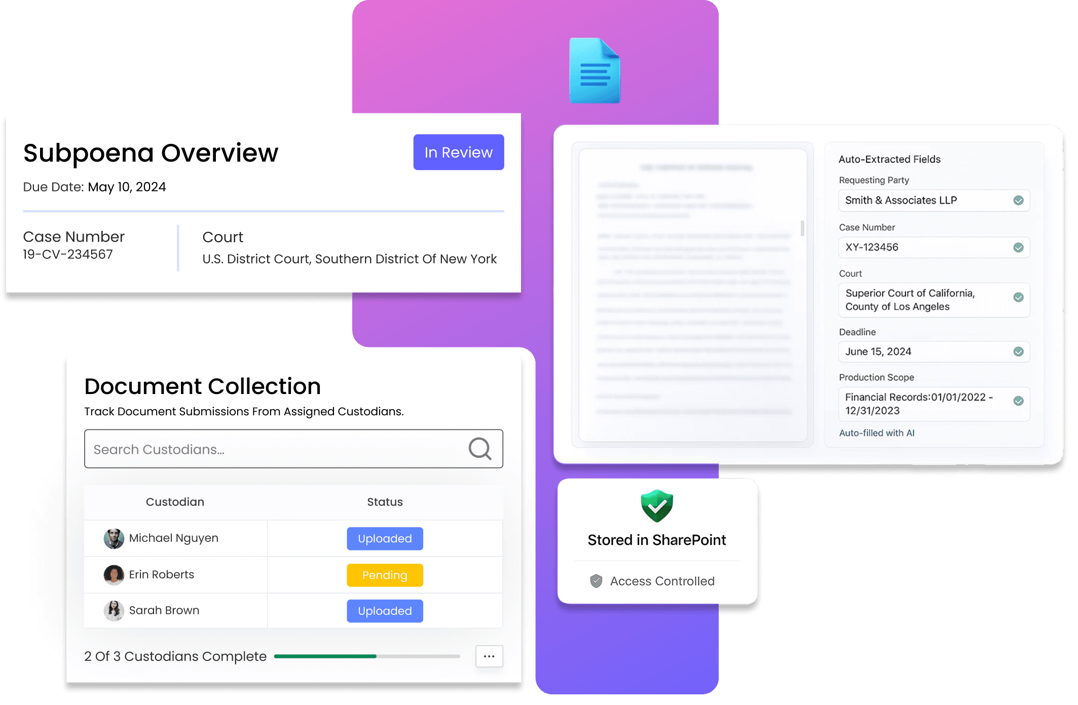 Subpoena management software for in-house legal teams with tracking, deadlines, and audit trails inside Microsoft 365